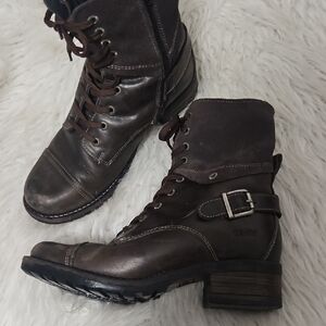 Taos CRAVE Women's Brown Lace-Up Buckle Combat Boots SZ39